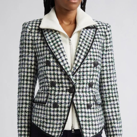 Veronica Beard Diego Metallic Check Cotton Blend Tweed Dickey Jacket - Picture 7 of 11